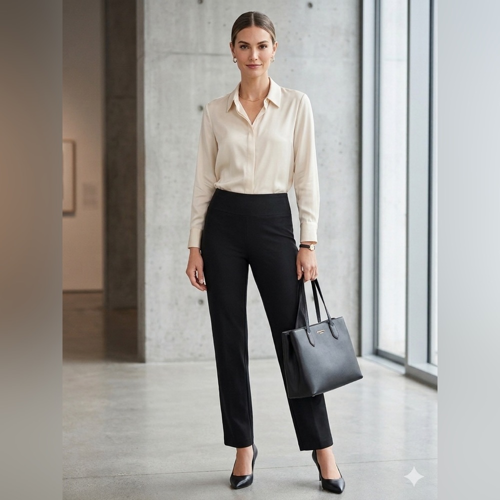NIC+ZOE Black High-Rise Pull-On Trousers